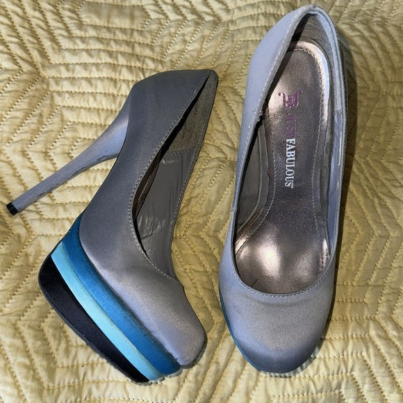 Just Fab platform high heels, gray and blue size 5 1/2 - Picture 6 of 6